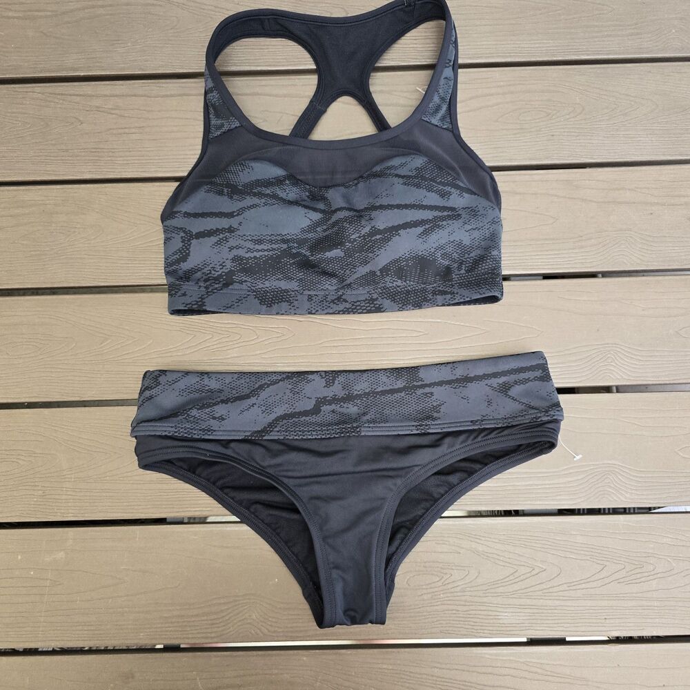 TYR Womens Solid Black Canopy & Riva Bikini Bottom SZ S New Sample Set